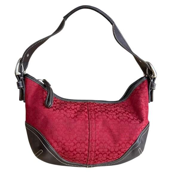 Coach 6351 Signature Canvas Mini Soho Hobo Shoulder Bag Red Y2K Small - Picture 2 of 9